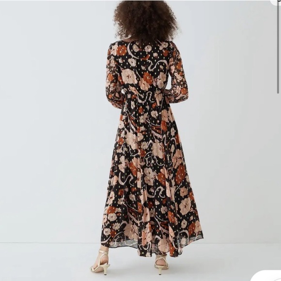 NWT J. Crew Collection Tie-Front Lurex Maxi Dress in Mixed Print - Picture 3 of 13